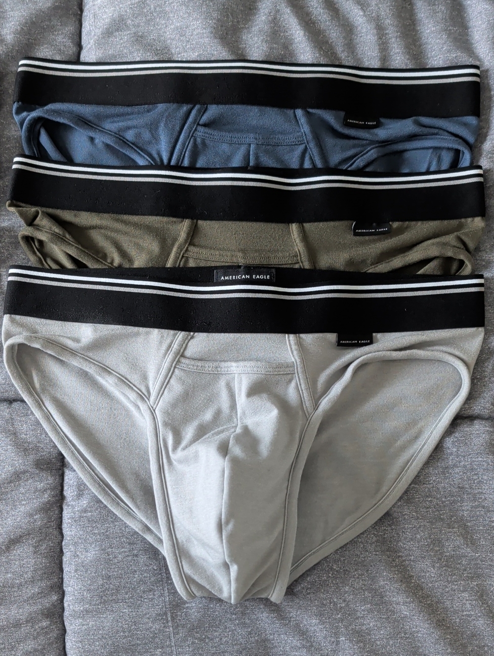 American Eagle Outfitters Men’s Briefs - Blue, Olive, Light Gray (3-Pack)